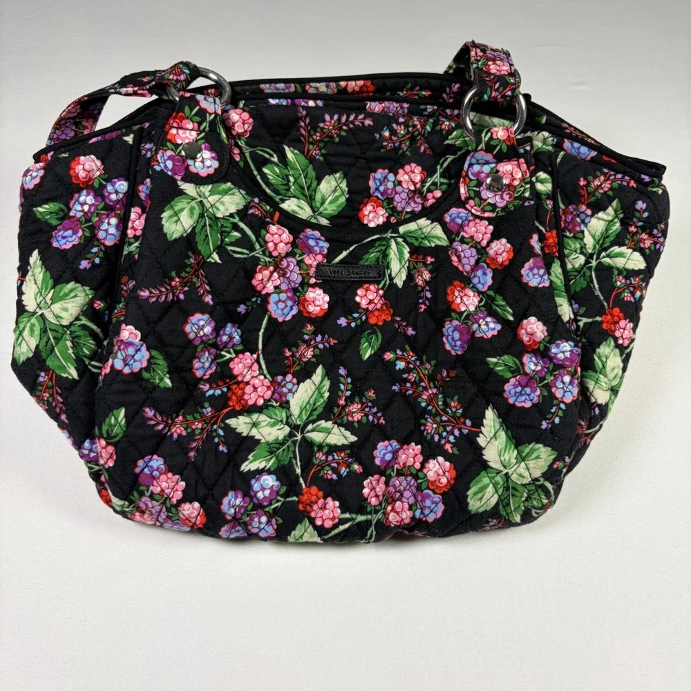 Vera Bradley Glenna Satchel Berry Burst Floral Quilted Shoulder Bag Cottagecore